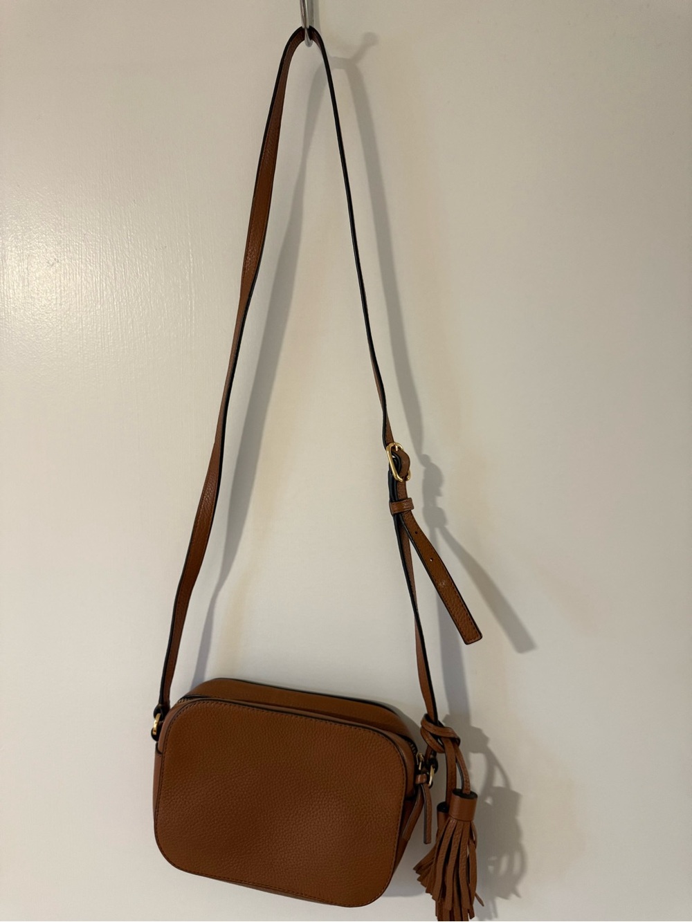 Tory Burch Tan Pebbled Leather Crossbody with Tassel Charm - Picture 5 of 8